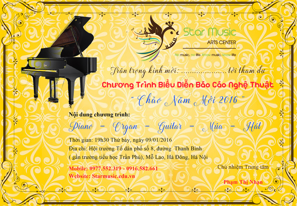 Thư mời tham dự chương trình biểu diễn báo cáo  nghệ thuật